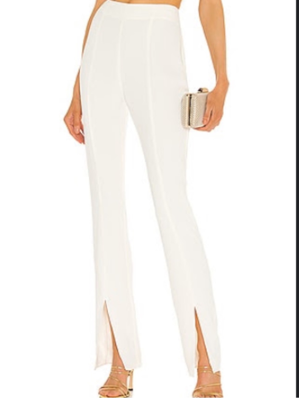 High-Rise Split-Hem White Pants